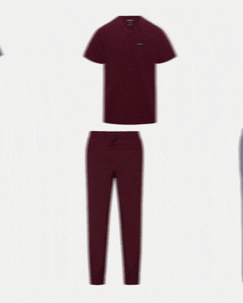 Images of scrub tops and scrub pants alternating left and right to form a scrub set. - Men Nav Tile